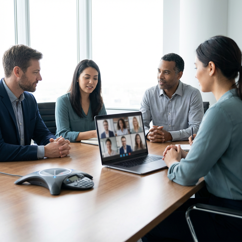 Conference call meeting via VoIP video